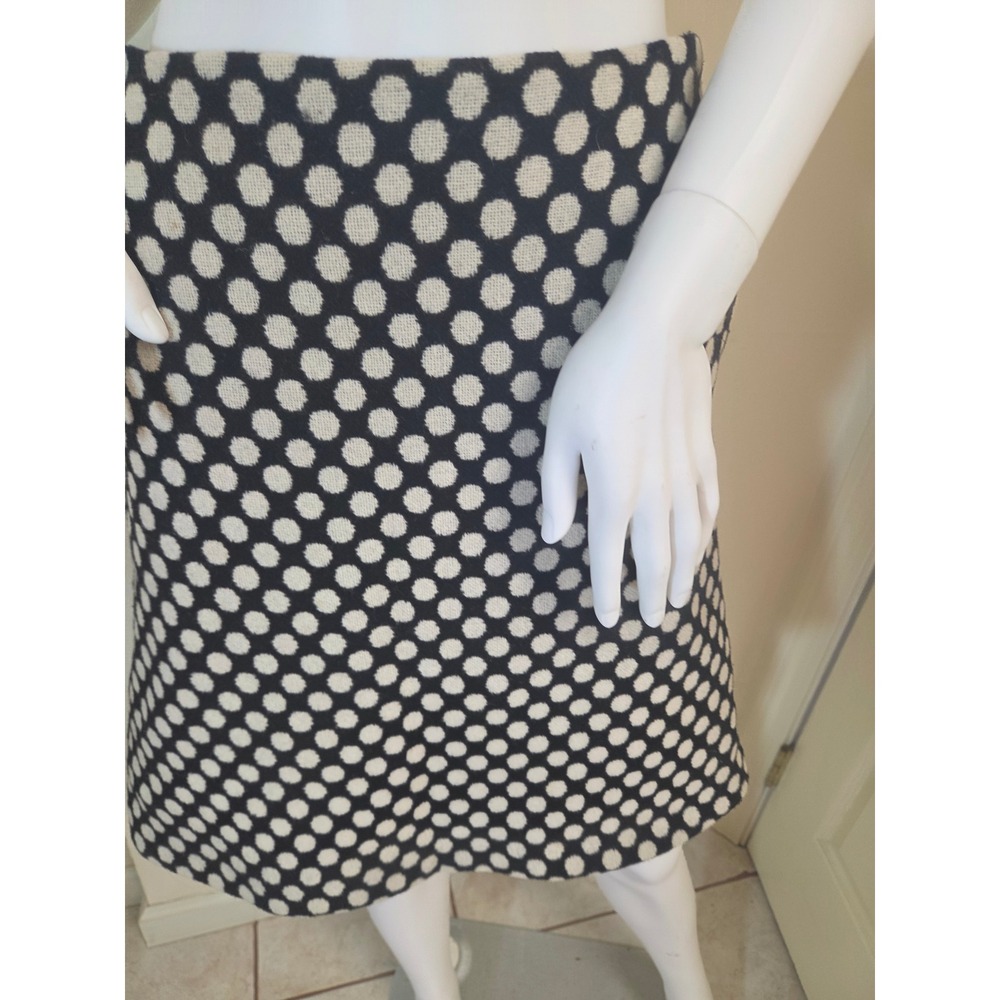 Boden Womens Wool Blend Polka Dot A-Line Skirt Navy Blue Cream US 4R Zip Back - Picture 5 of 12